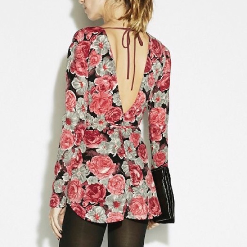 Reformation Black Pink Morocco V Neck Long Sleeve Mini Romper Sz XS